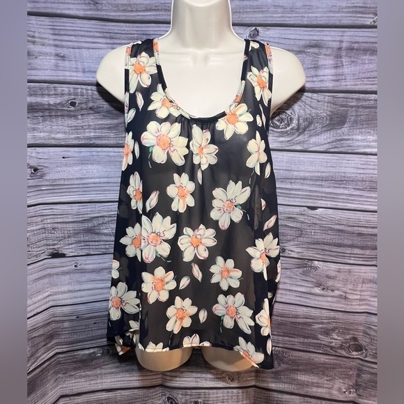 Papermoon Sheer Floral Racerback Hi-Lo Tank Size XLP - Picture 1 of 4
